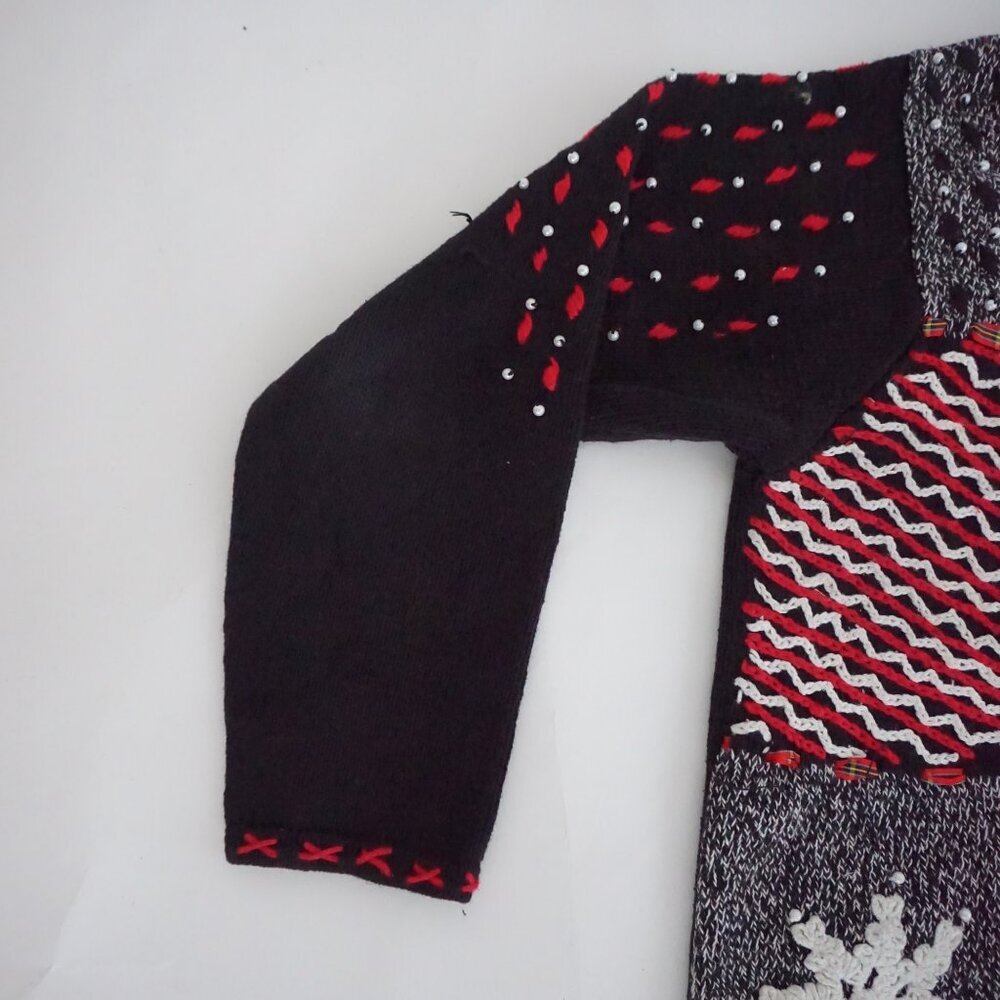 Vintage Designers Originals Studio Snowflake Ornament Patchwork Knit Cardigan M - Picture 9 of 10